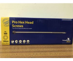 190mm Hex Head Screws (100 per box)